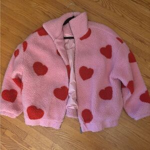 Brunette the Label Pink and Red Teddy Jacket